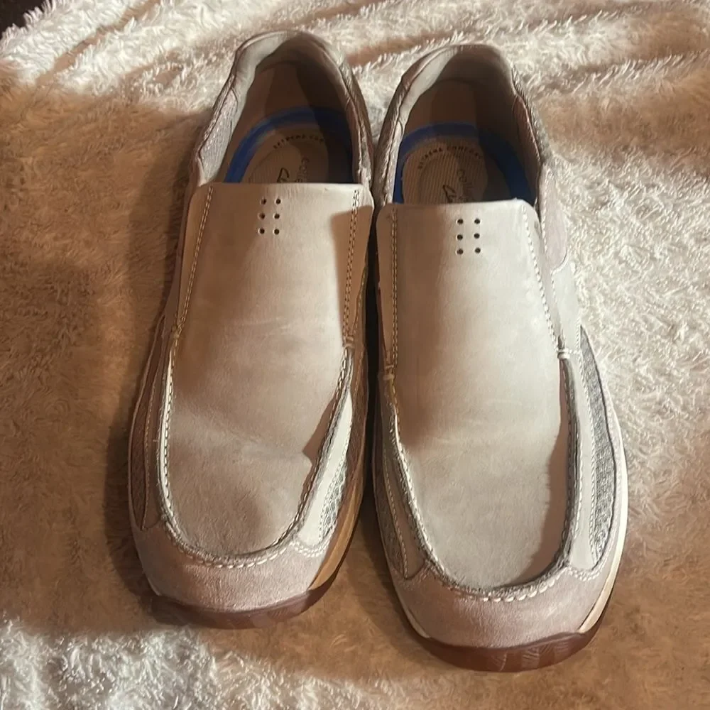 Clarks Men's Beige Slip-On Loafers size 13 M